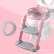 Non-Slip Wide Step Baby Potty Training Toilet Seat with Step Stool Ladder Toddler Kid Seat Chair with Handles Padded Seat